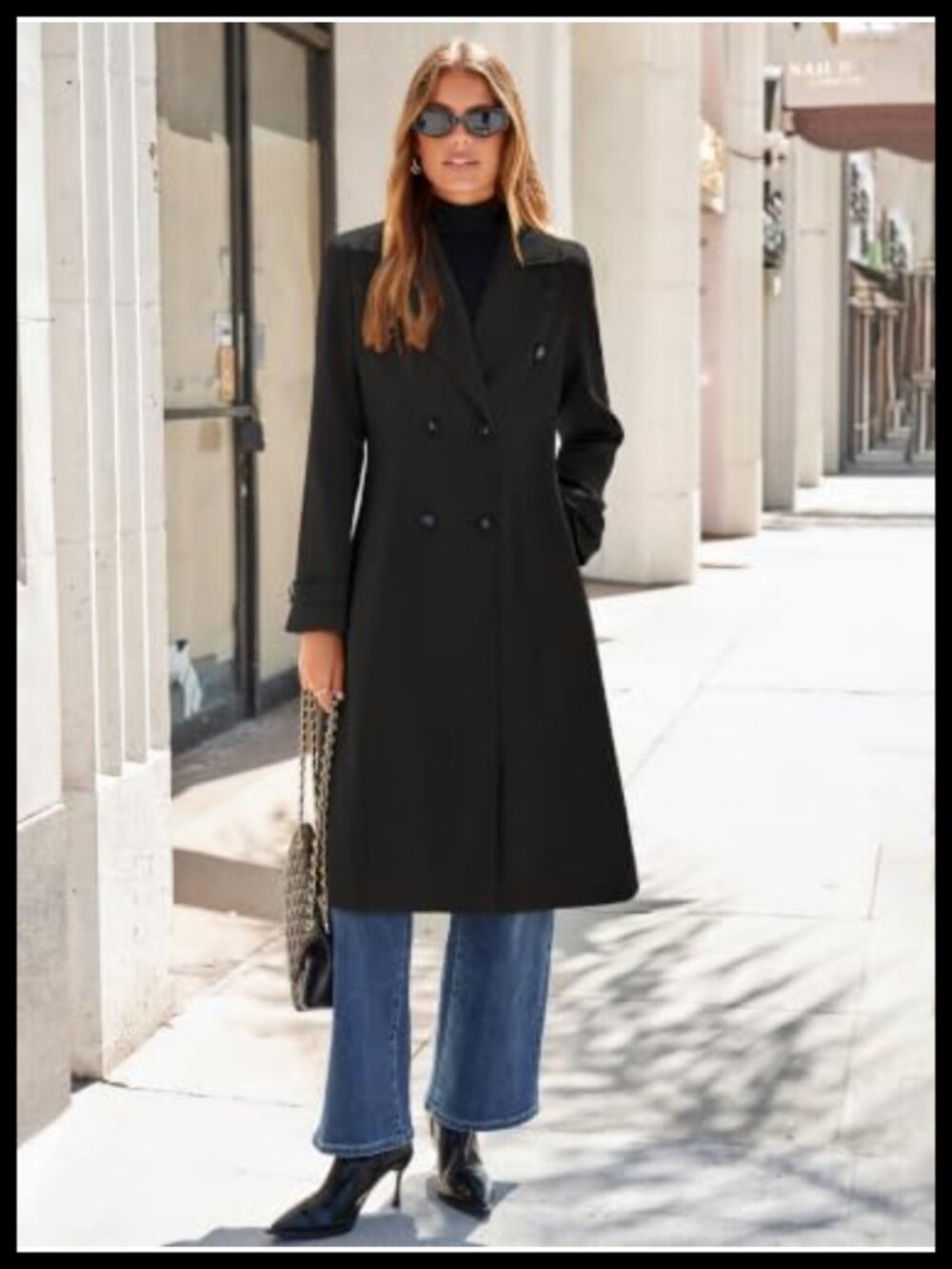 Oversized Long Trench Coat Double Breasted Winter Jacket - Picture 4 of 6